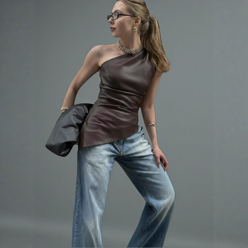 Damen asymmetrisches Top mit innovativem Drapierungsdesign Echo Archiv
