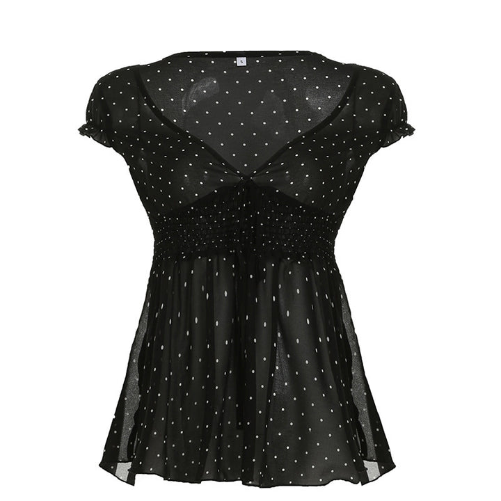 Damen Verspieltes Polka-Dots Blusenshirt mit Rüschendetails Echo Archiv