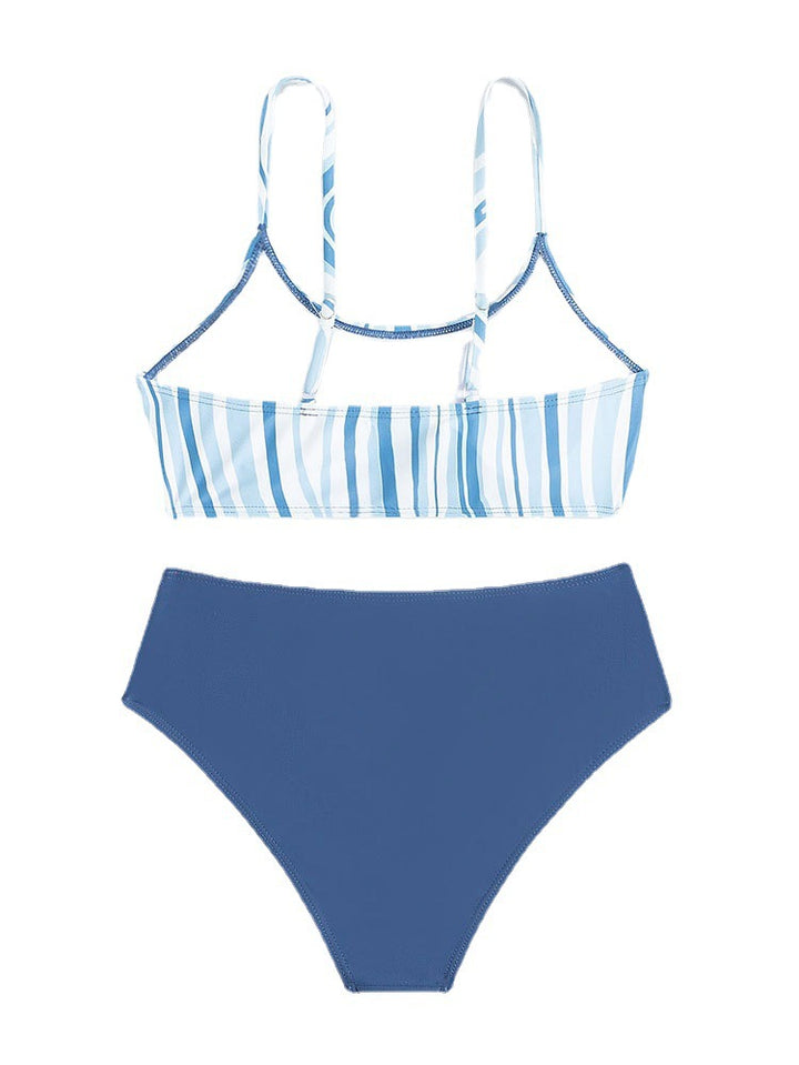 Damen Badeanzug-Set mit stilvollem gestreiften Oberteil und hoch tailliertem Slip Echo Archiv