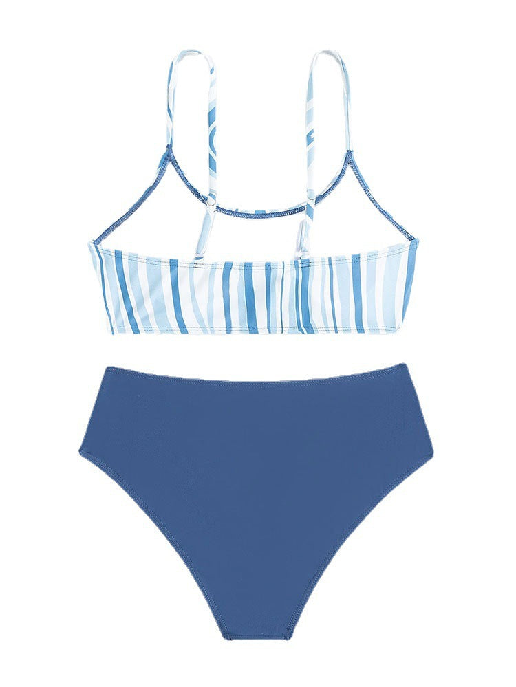 Damen Bikini-Set mit eleganten Streifen und hohem Bund Echo Archiv