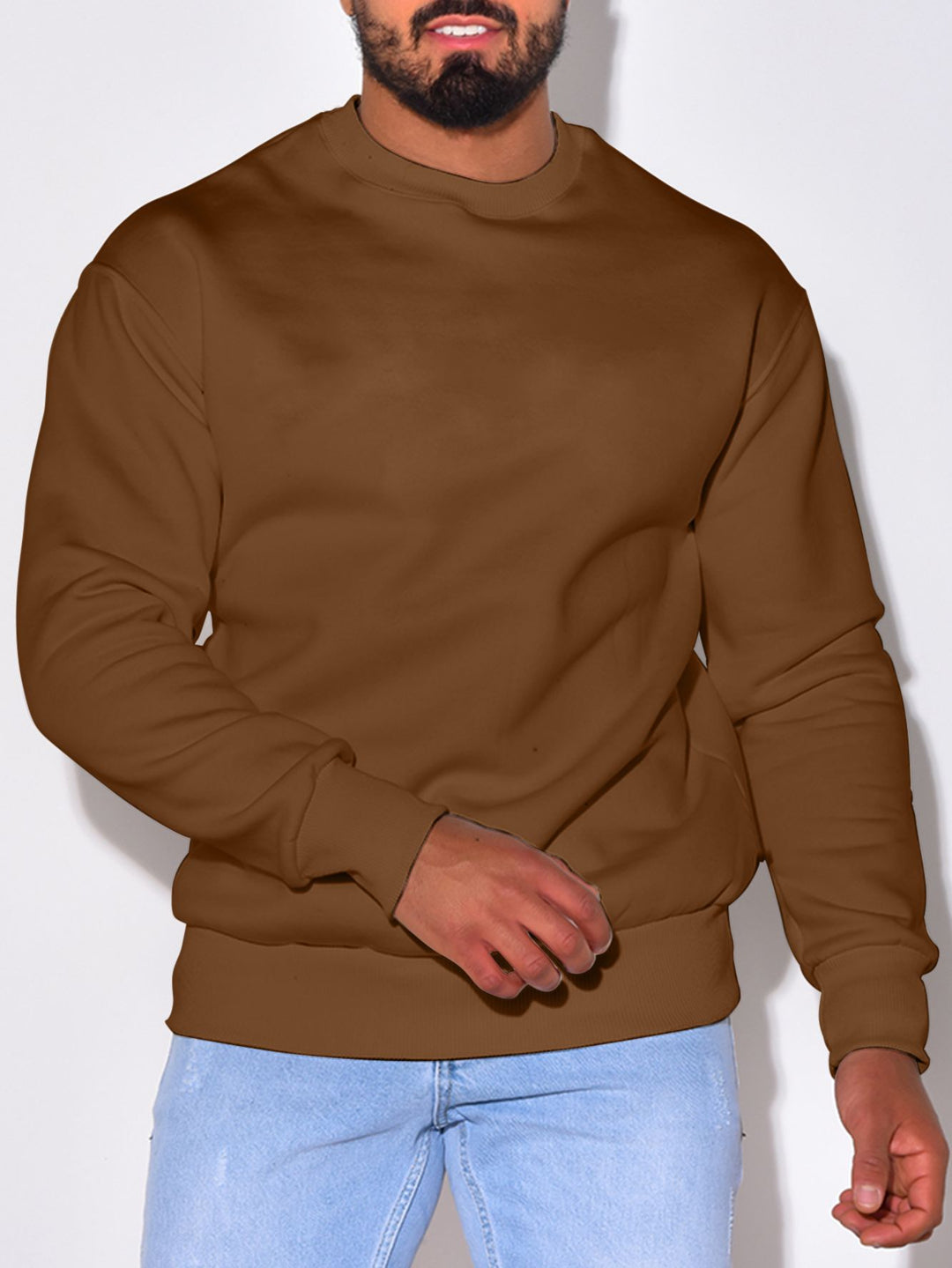 Herren Lässiges Rundhals-Sweatshirt mit Rippbündchen Echoarchiv