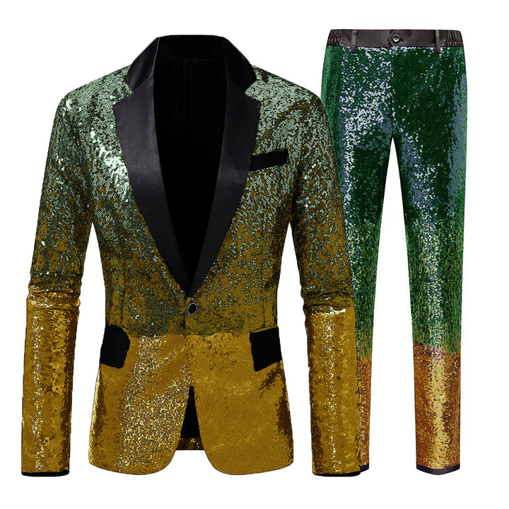 Herren Glamouröser Pailletten-Anzug mit schimmerndem Design und elegantem Schnitt Echoarchiv