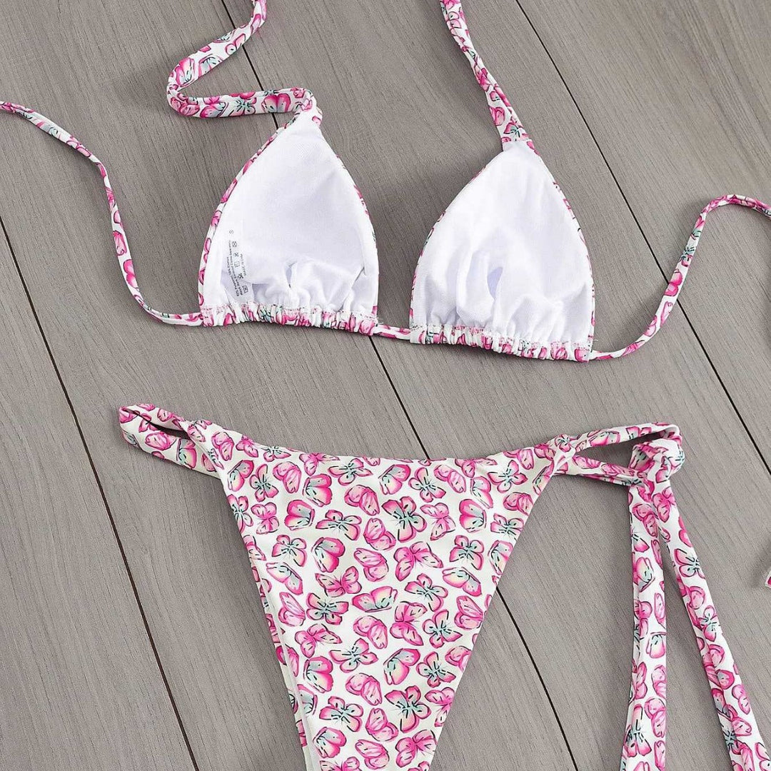 Damen Floral Triangel-Bikini mit seitlichen Bindebändern Echo Archiv