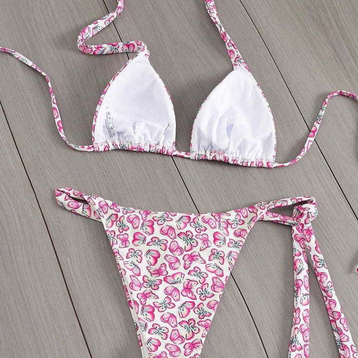 Damen Floral Triangel-Bikini mit seitlichen Bindebändern Echo Archiv