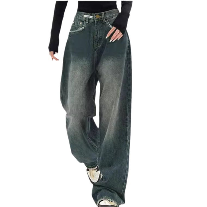 Damen nan hochgeschnittene extraweite Baggy-Jeans mit überlangem Saum und Vintageoptik Echo Archiv