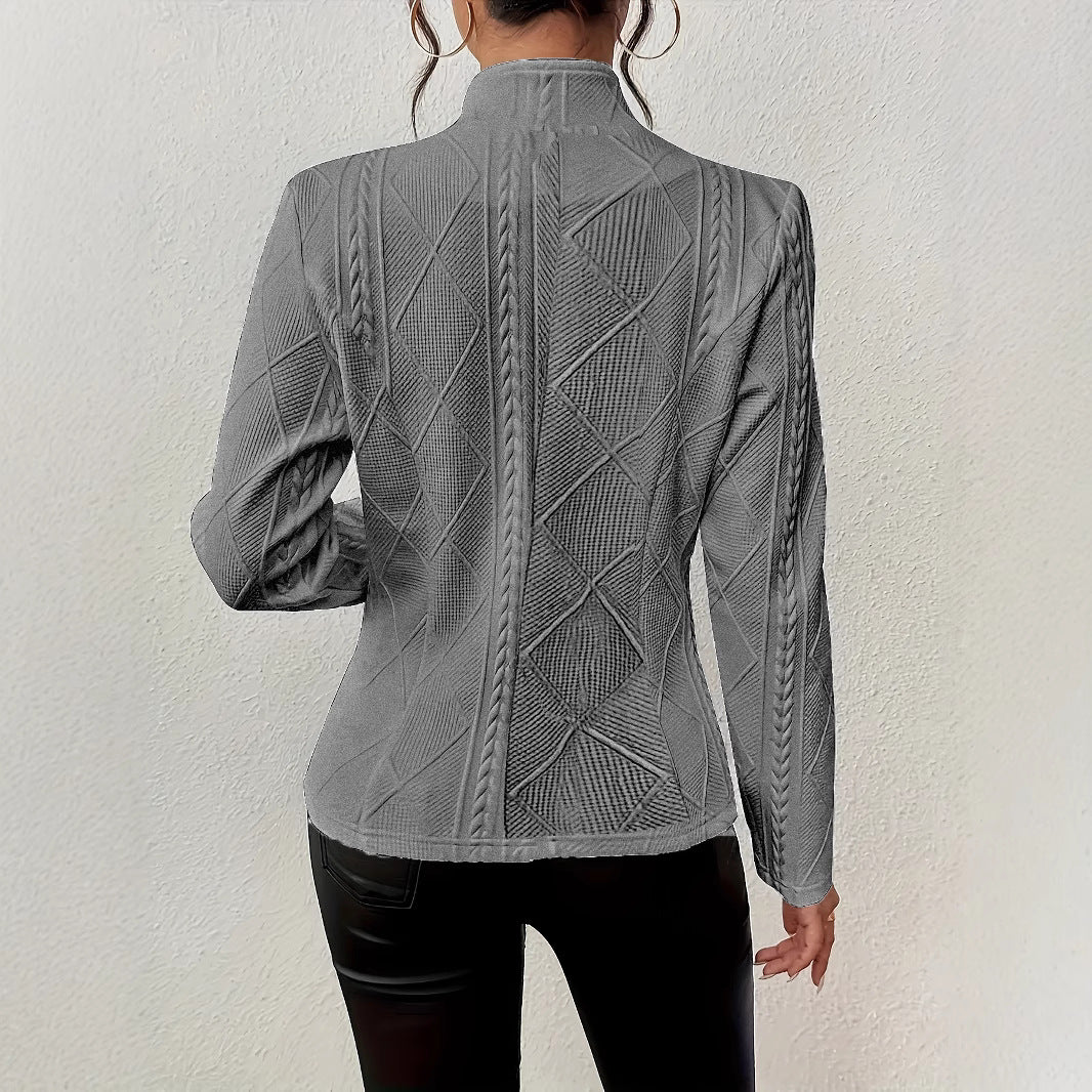 Damen nan strukturierter Blazer mit Zopfmuster und Stehkragen Echo Archiv