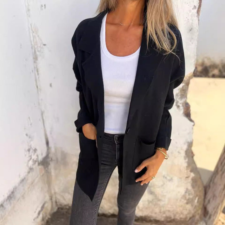 Damen Lässiger Oversize-Blazer mit praktischen Taschen und Knopfverschluss Echoarchiv