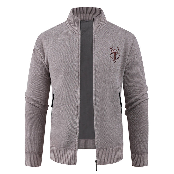Herren Strickjacke mit hohem Kragen und praktischen Reißverschlusstaschen Echoarchiv