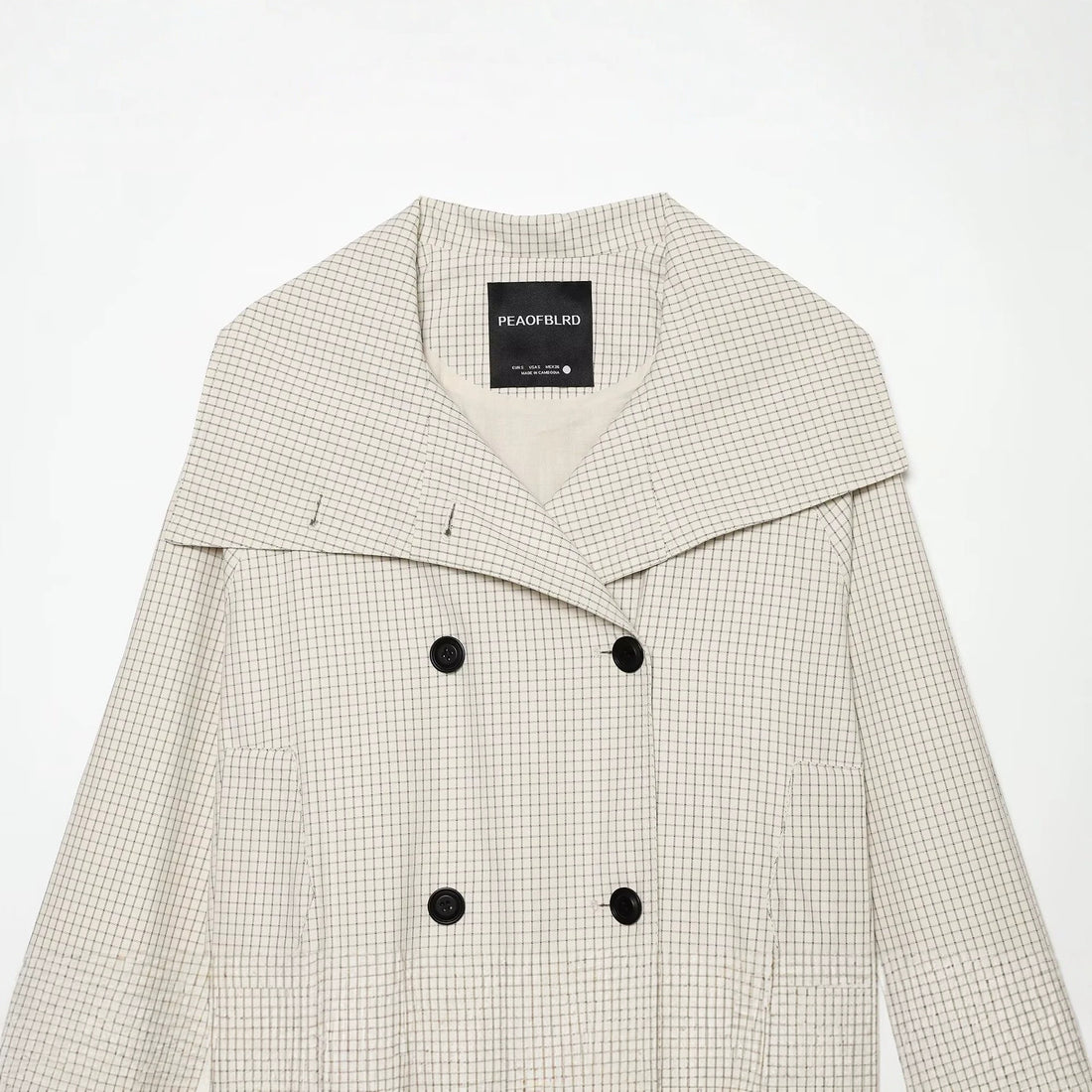 Damen Kurzjacke Doppelreihiger Trench mit übergroßem Matrosenkragen und Gummizugsaum Echo Archiv