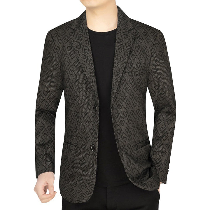 Herren Jacquard-Sakko mit geometrischer Struktur und teilgefüttertem Innenfutter – Tianoro