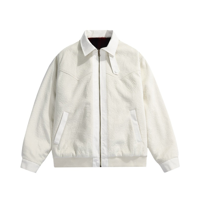 Herren Teddy-Fleece-Boxy-Jacke mit Hemdkragen, durchgehendem Metallreißverschluss & geripptem Saum Echoarchiv