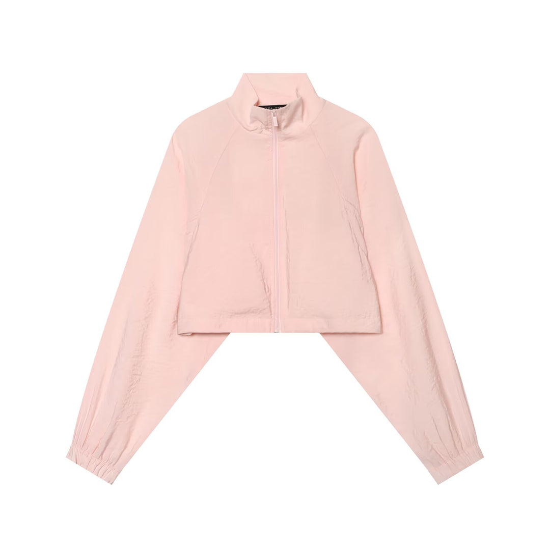 Damen Kurze Windbreaker-Jacke mit Stehkragen, Raglanärmeln und elastischem Saum Echo Archiv
