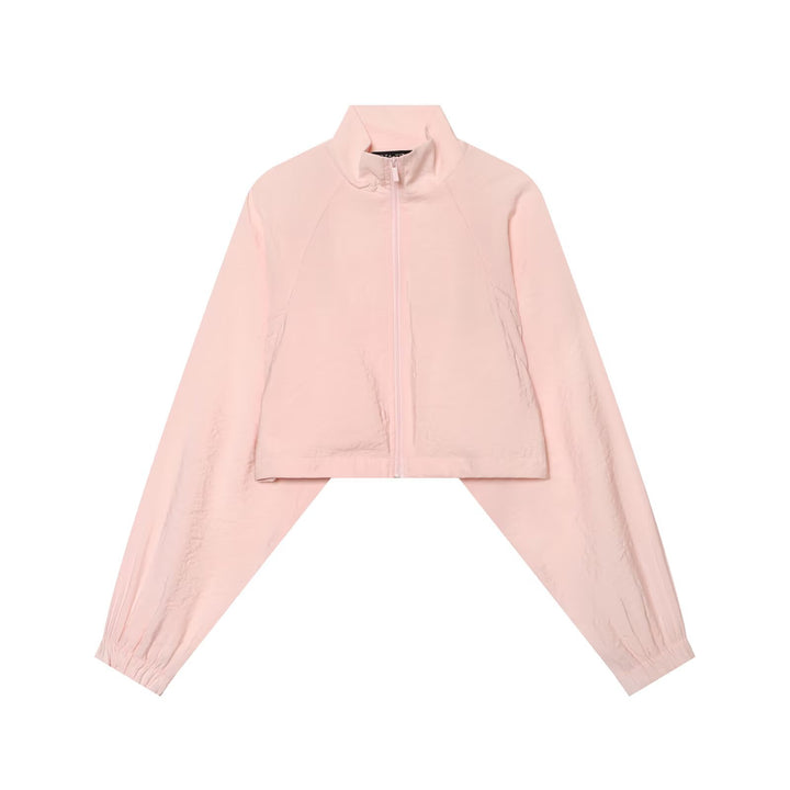 Damen Kurze Windbreaker-Jacke mit Stehkragen, Raglanärmeln und elastischem Saum Echo Archiv