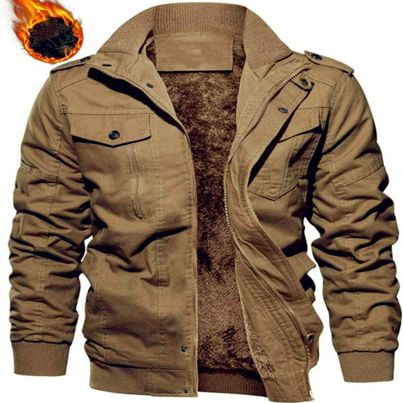 Herren Gefütterte Canvas-Fieldjacke mit Teddyfutter und Schulterklappen Echoarchiv