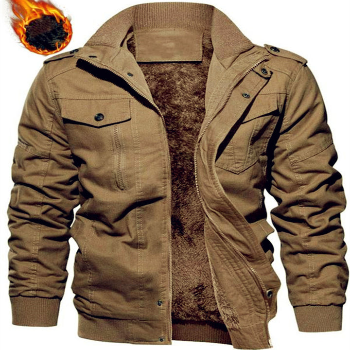 Herren Gefütterte Canvas-Fieldjacke mit Teddyfutter und Schulterklappen Echoarchiv