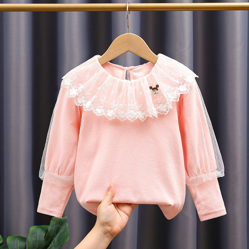 Mädchen Sweatshirt mit eleganter Spitze und transparenten Puffärmeln Echo Archiv