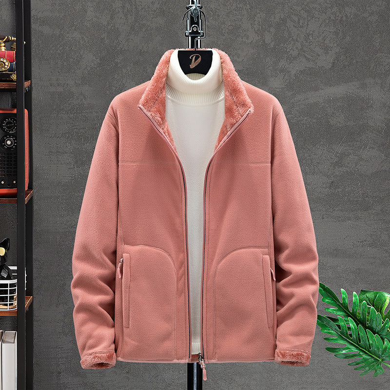 Damen Kuschelige Fleecejacke mit Teddyfutter, Stehkragen und Zwei Reißverschlusstaschen Echo Archiv