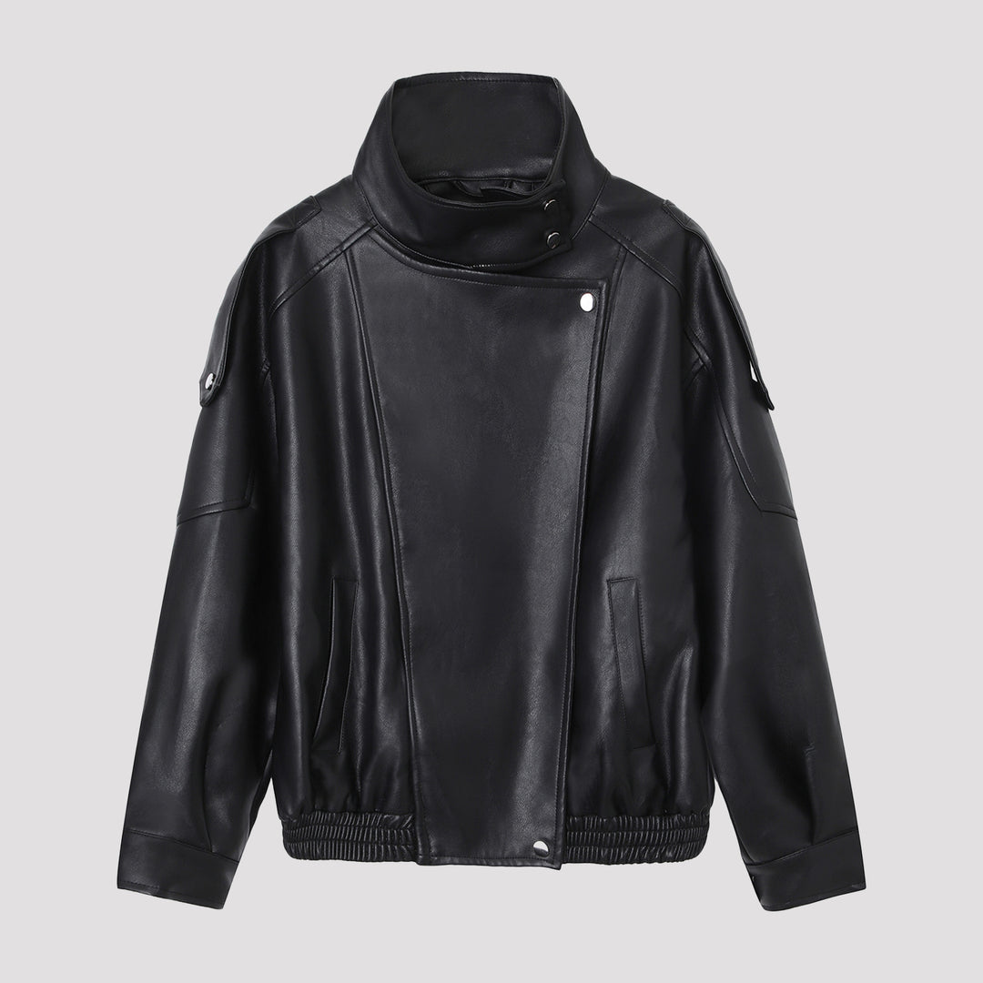 Damen Modische Lederjacke mit Stehkragen Echo Archiv