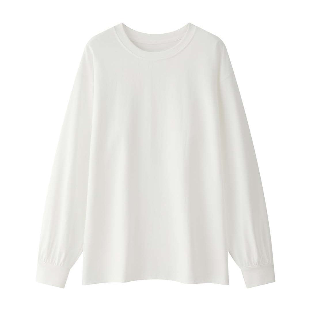 Damen Relaxed-Fit Langarmshirt aus Baumwolljersey mit gerundetem Saum Echoarchiv