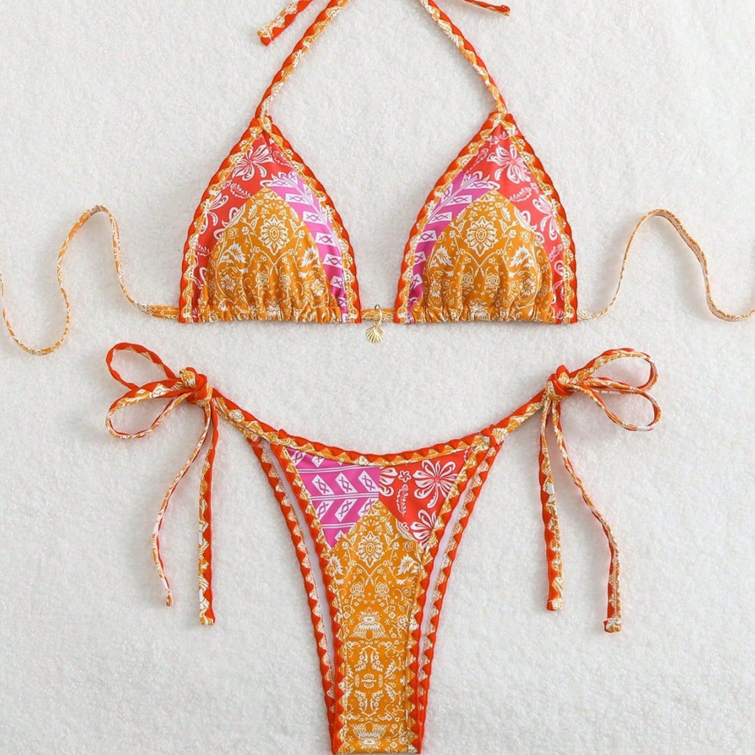 Damen Triangel-Bikini mit verspieltem Schnitt und exotischem Muster Echo Archiv