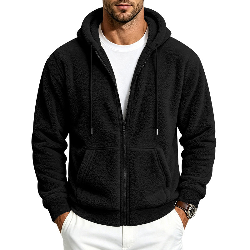 Herren Teddy-Fleece Kapuzenjacke mit Reißverschluss Echoarchiv