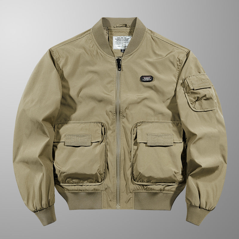 Herren  leichte matte Nylon Flug Bomberjacke mit übergroßen Klappen-Pattentaschen Echo Archiv