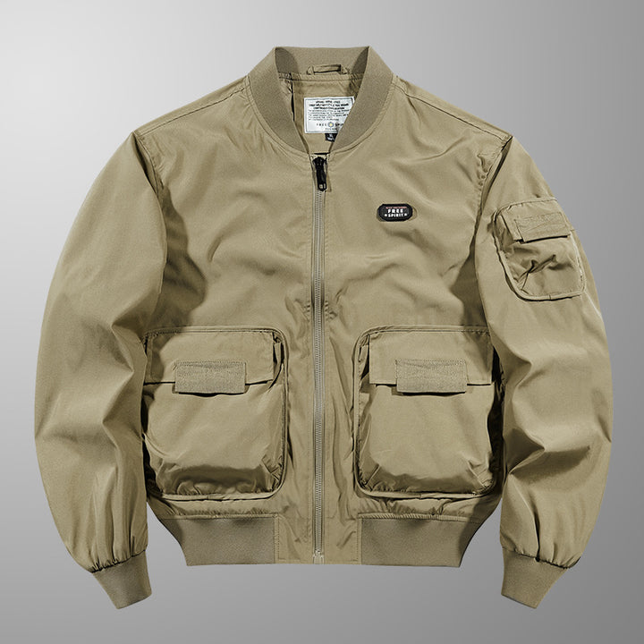 Herren  leichte matte Nylon Flug Bomberjacke mit übergroßen Klappen-Pattentaschen Echo Archiv