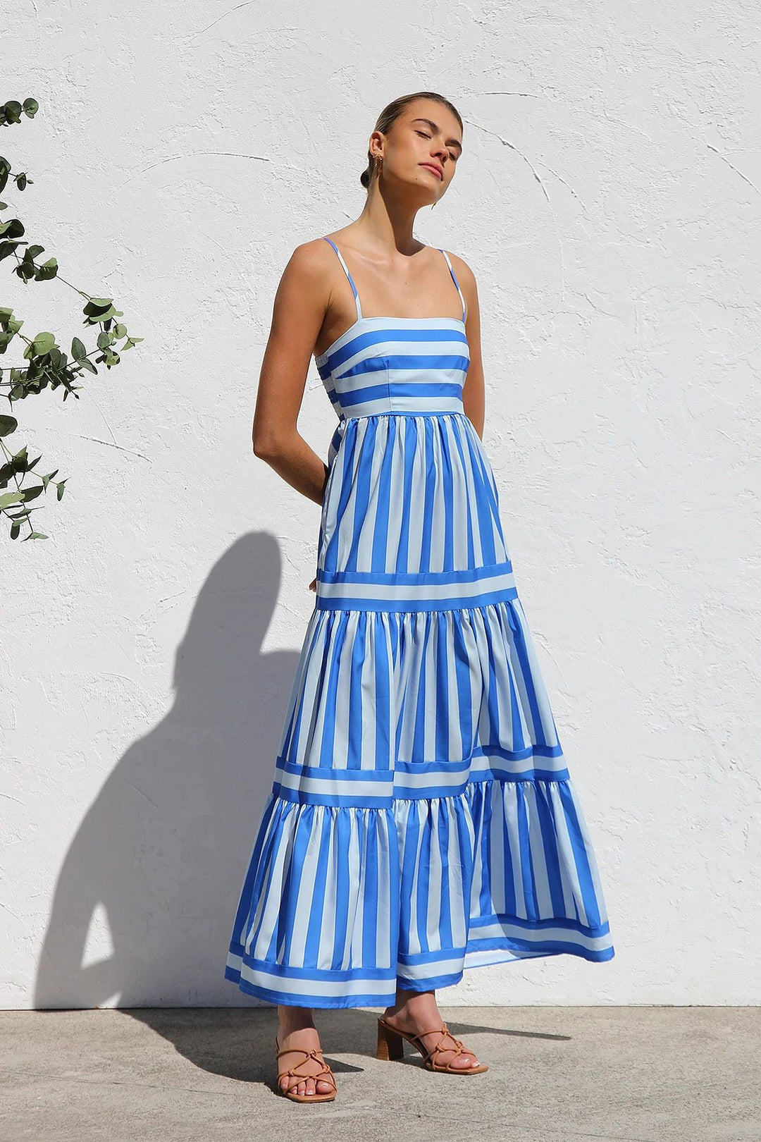 Damen Maxikleid mit Streifenmuster und fließendem Rock Echo Archiv