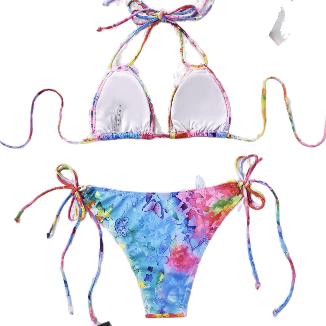 Damen Triangel-Bikini mit verstellbaren Bindebändern und floralem Design Echo Archiv