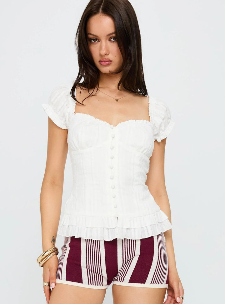 Damen Raffinierte Camisole mit Rüschendetails und durchgehender Knopfleiste Echo Archiv