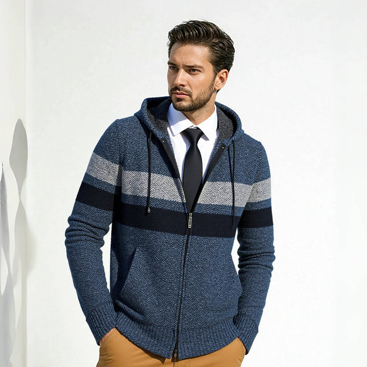 Herren Strickjacke mit Kapuze und modischem Zipper Echoarchiv