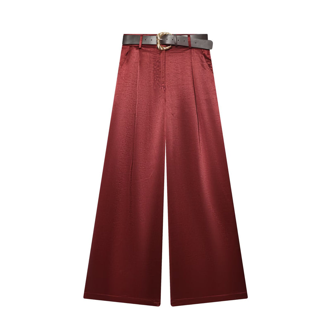Damen High‑Waist Palazzo‑Hose mit Leoparden‑Print, weitem Bein und Ziergürtel Echo Archiv