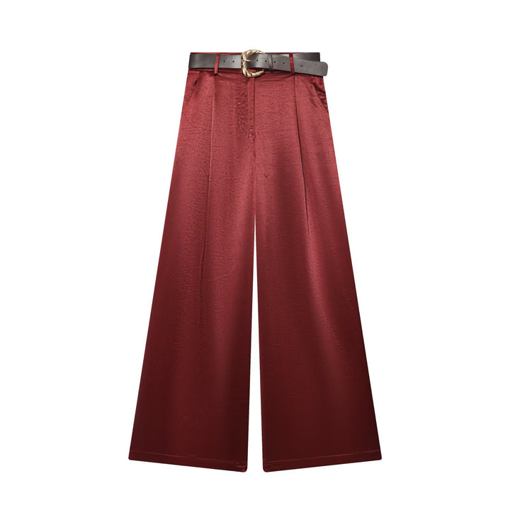 Damen High‑Waist Palazzo‑Hose mit Leoparden‑Print, weitem Bein und Ziergürtel Echo Archiv