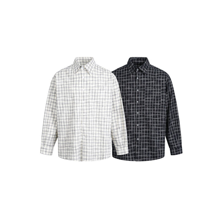 Damen Oversize-Hemd aus Leinen‑Baumwoll‑Mix mit feinem Karomuster Echoarchiv