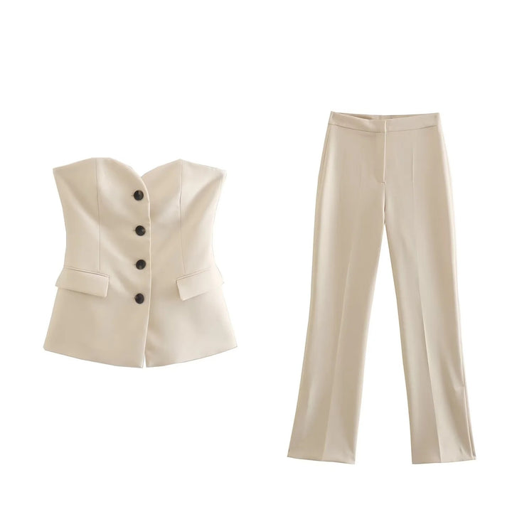 Damen Elegante Stretch-Hose mit geradem Bein und Bügelfalte Echo Archiv