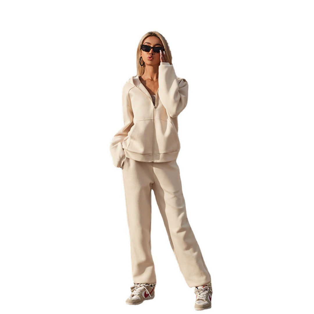 Damen nan athletisches Freizeit-Set mit Zip-Hoodie im Oversize-Schnitt und taillenhoher Komfort-Jogginghose Echo Archiv