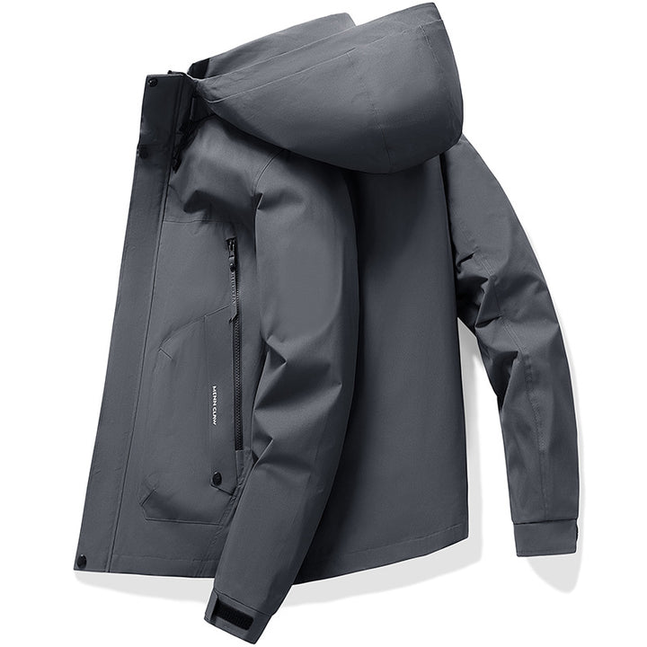 Men's waterproof breathable hooded softshell jacket with taped seams – Cavarno