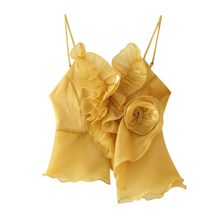 Damen Top mit eleganter Rüsche und schwingendem Saum Echo Archiv