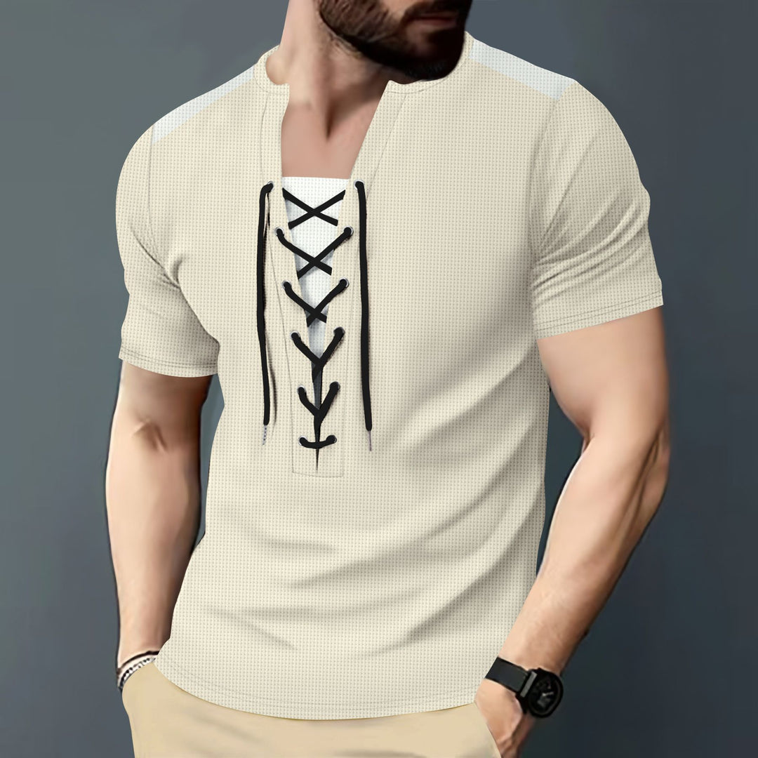 Herren Sportliches Kurzarmshirt mit modernem Schnürdesign Echoarchiv