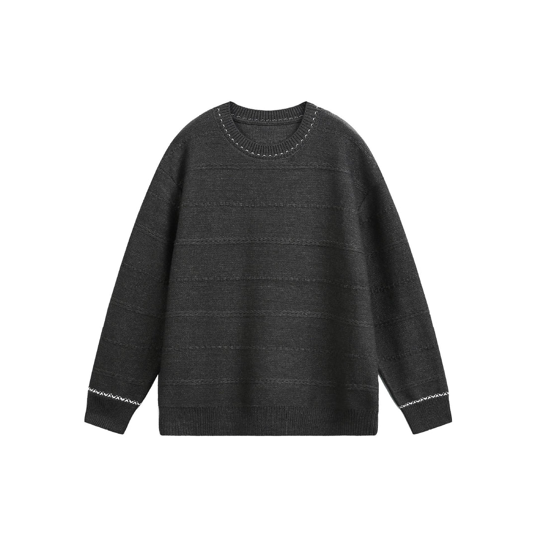 Damen Oversize-Strickpullover mit Strukturstreifen und Rundhalsausschnitt Echoarchiv