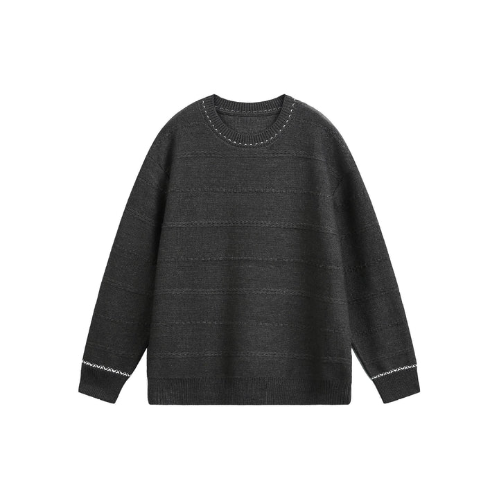 Damen Oversize-Strickpullover mit Strukturstreifen und Rundhalsausschnitt Echoarchiv