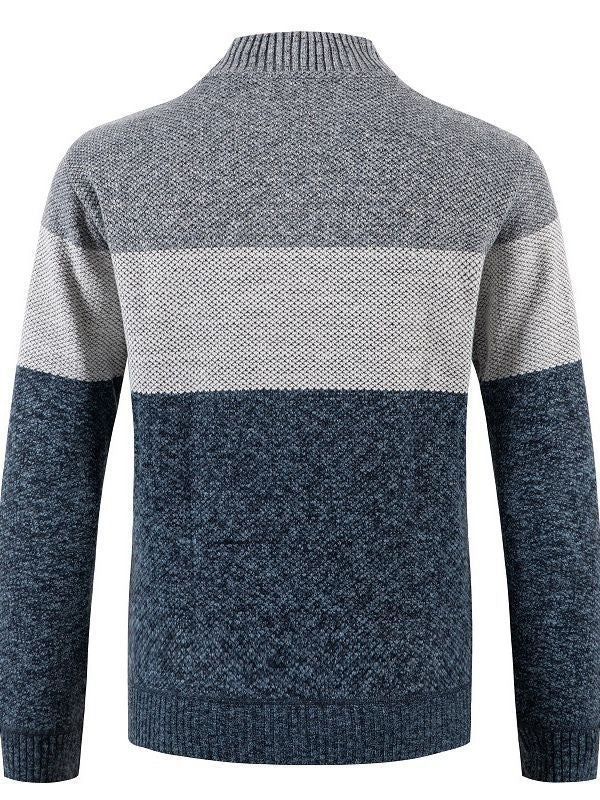 Herren modische Strickjacke mit kontrastierenden Streifen und gestepptem Innenfutter Echoarchiv
