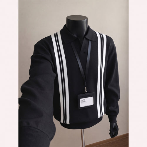 Herren Lässiger Pullover mit V-Ausschnitt und Streifen Echo Archiv