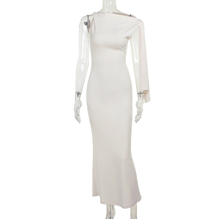 Damen elegantes Maxikleid mit asymmetrischem Design und einem ärmellosen Schnitt Echo Archiv