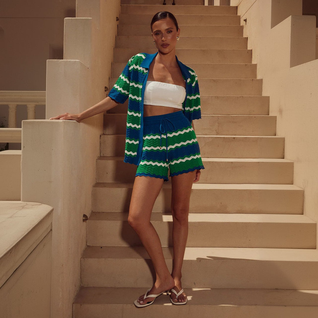 Damen lässiges Häkel-Shorts-Set Echo Archiv