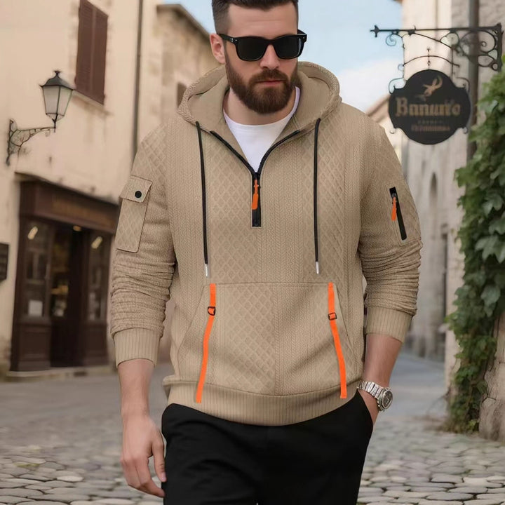 Herren sportlicher Kapuzenpullover mit strukturiertem Design und praktischen Reißverschlusstaschen Echoarchiv