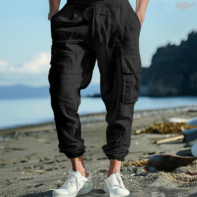 Herren lässige Cargo-Hose mit praktischen Seitentaschen und elastischem Bund Echoarchiv