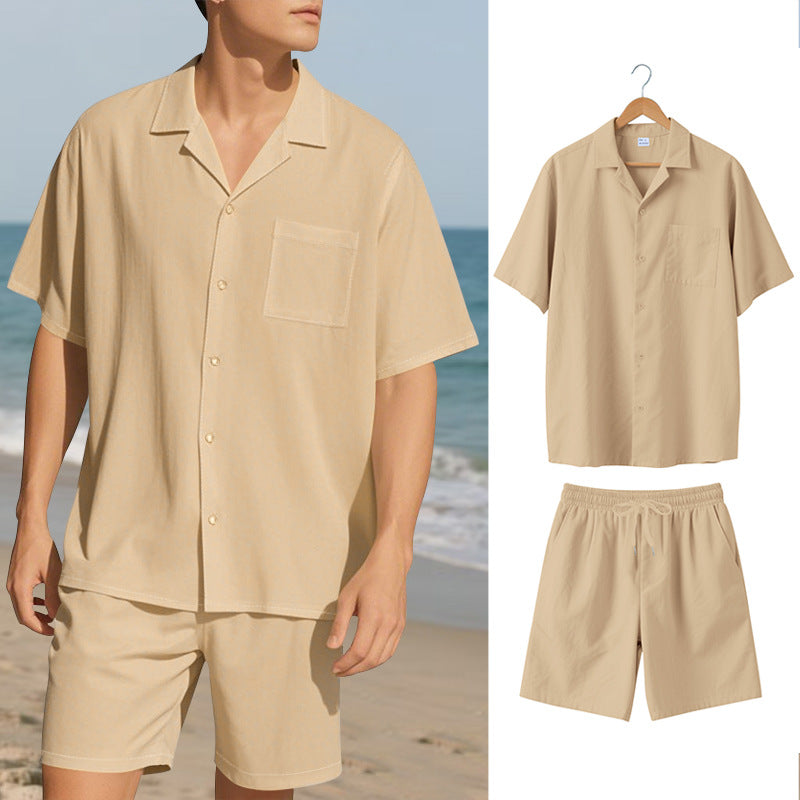 Herren Urlaubsgarnitur mit atmungsaktivem Kurzarmhemd und Shorts Echoarchiv