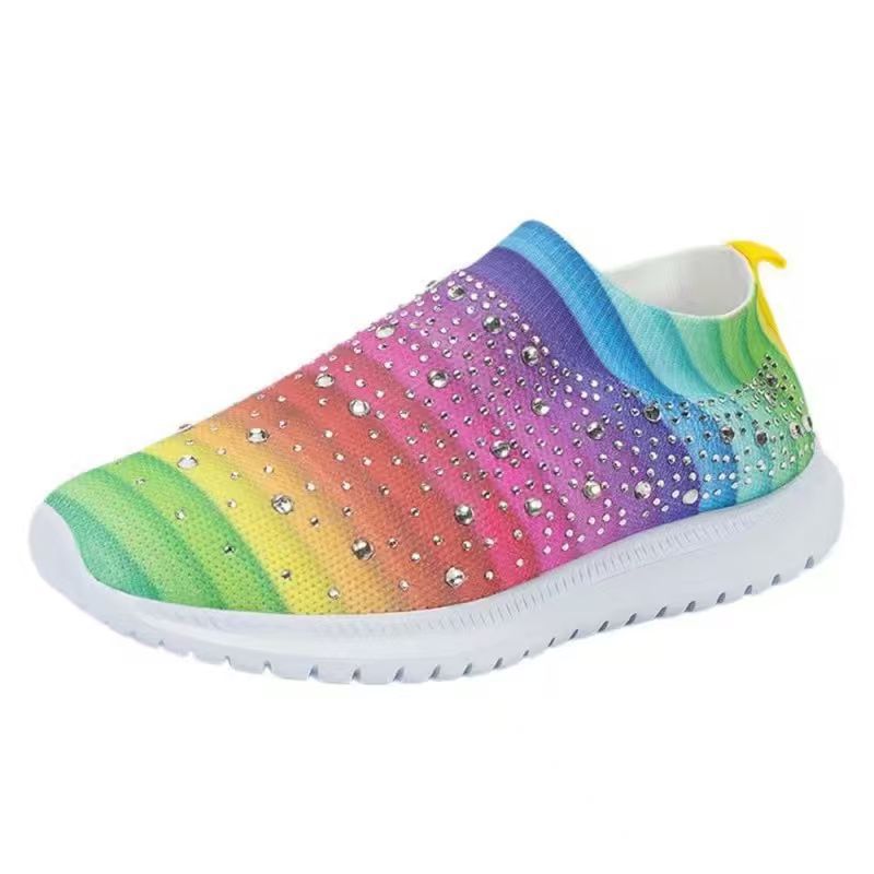 Damen Strick-Slipper-Sneaker mit Strassbesatz und flexibler Komfortsohle Echoarchiv