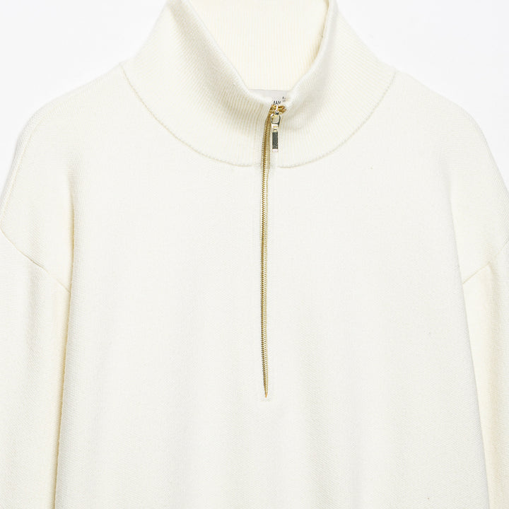 Damen Cropped Oversize-Strickpullover mit halbem Metallreißverschluss und Funnelkragen Echoarchiv